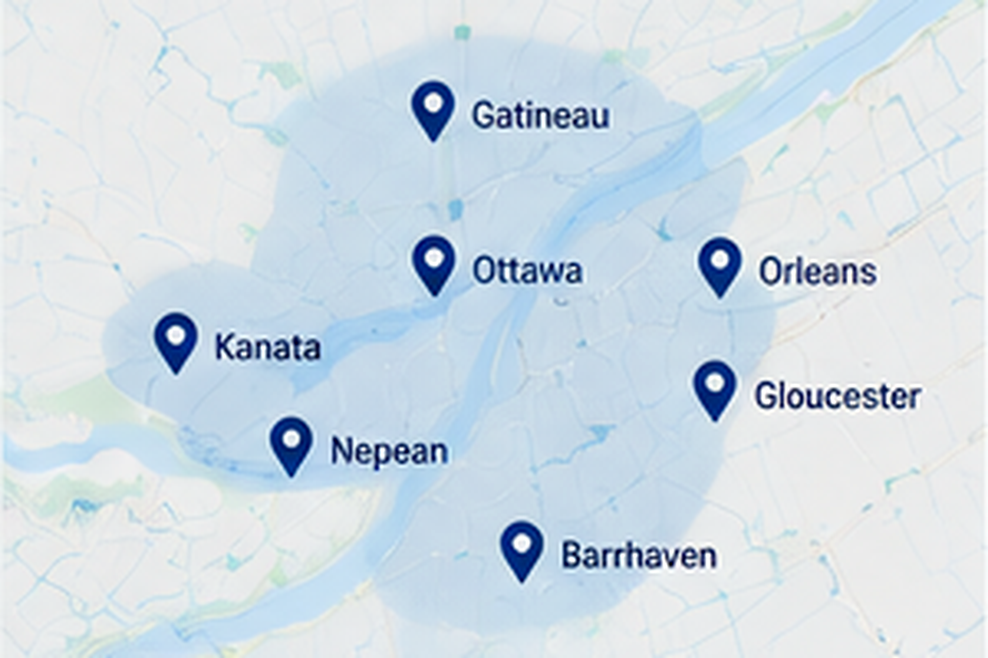 Pool equipment service area map Ottawa Gatineau