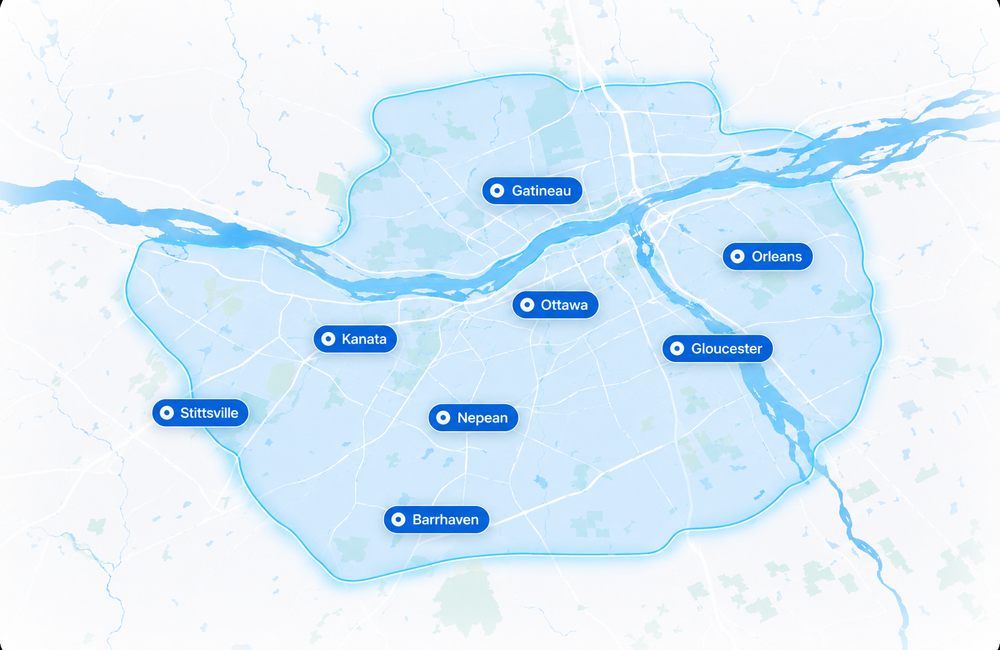 SB Pools pool opening Ottawa service area map