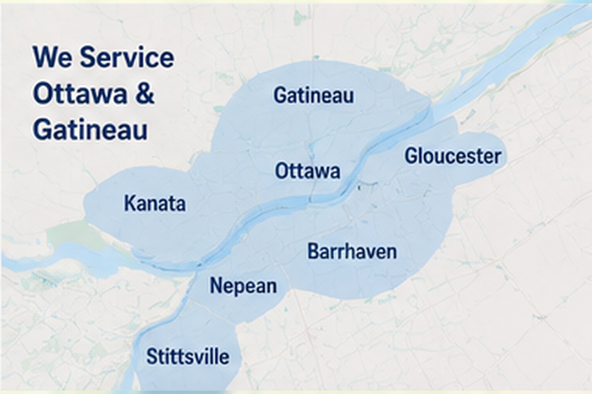 Pool leak detection service area map Ottawa Gatineau